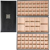 Glenor Co Earring Organizer Tray - 3 Large Stackable Trays with Lid -77 Slot Classic Jewelry Storage Display Case for Drawer or Dresser - Holder for Earring Ring Necklace or Cufflinks