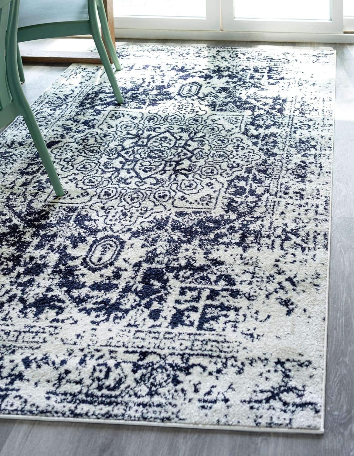 Unique Loom Richmond Collection Medallion Overdyed Oriental Transitional Blue Area Rug (5' 0 x 8' 0)