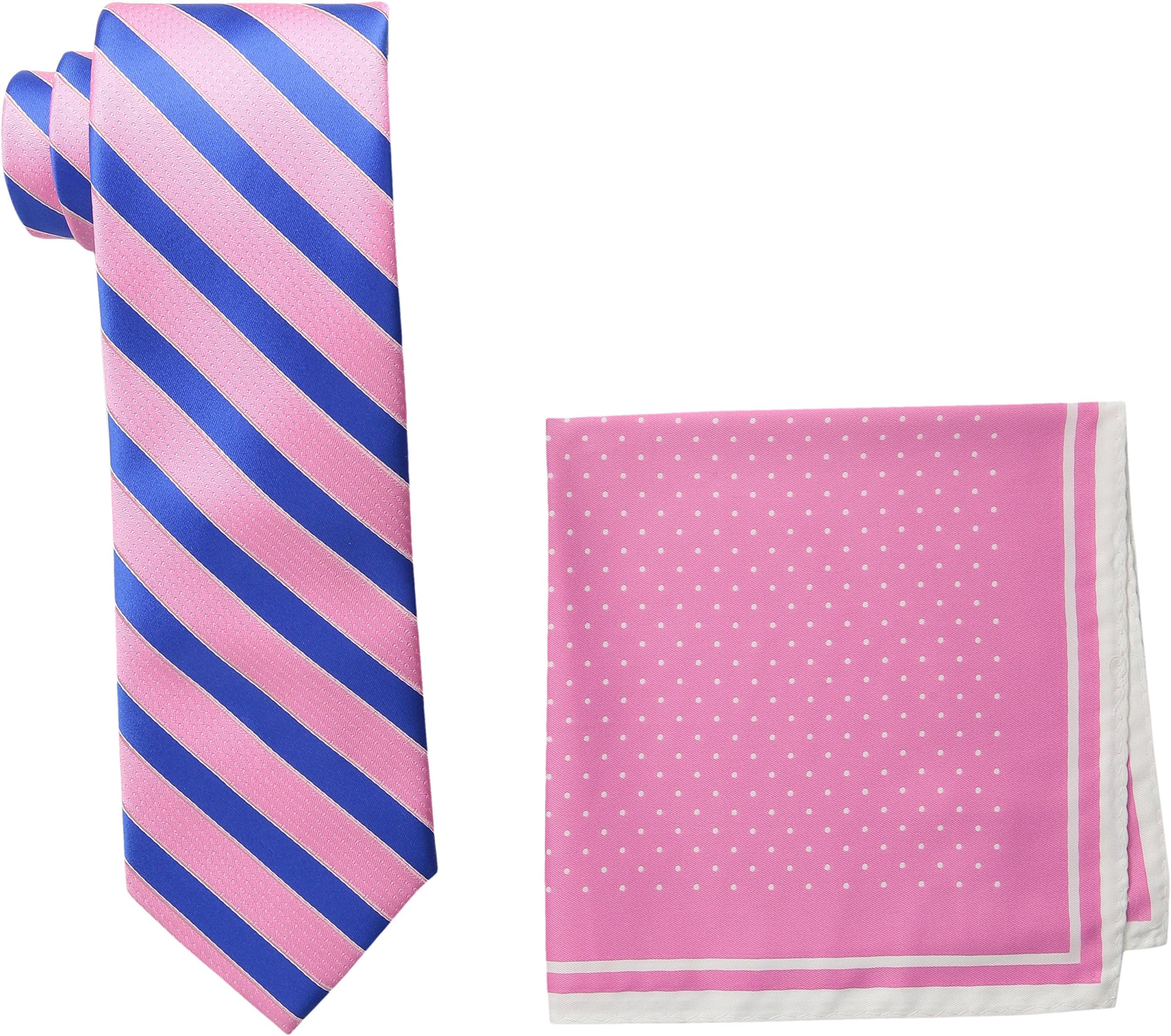 Steve Harvey Men's Satin Stripe Woven Necktie and Dot Pocket Square