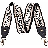 Nefelibata Purse Strap-2"Crazy Horse Leather Bag Strap Adjustable Replacement,Retro Jacquard Embroidery Crossbody Straps