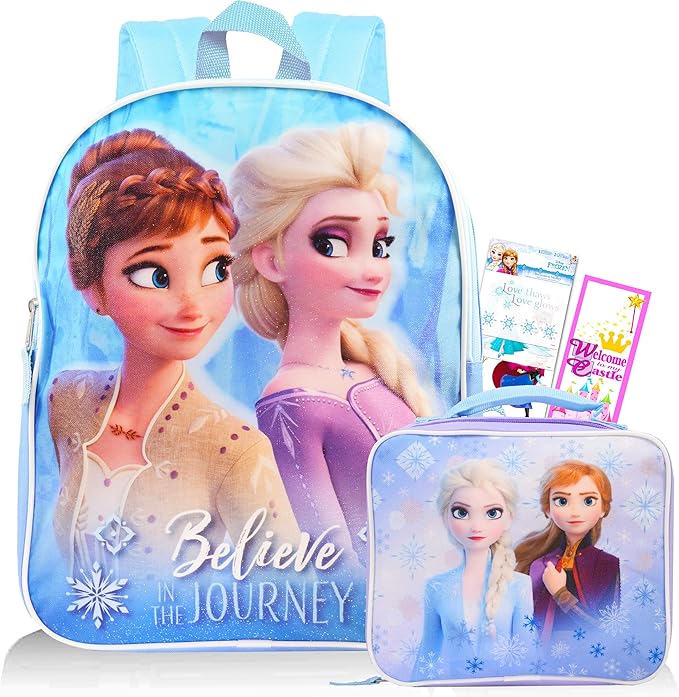 Disney Frozen Backpack and Lunch Box Set for Girls Deluxe 17" Frozen
