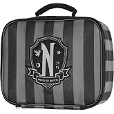 Addams Family Wednesday TV Show Striped Nevermore Academy Student Girls Insulated Lunch Box Food Tote Bag 10"