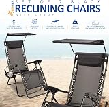 SUNMER Sun Lounger Set of 2 Zero Gravity Chairs with Cup/Phone Holder view 2