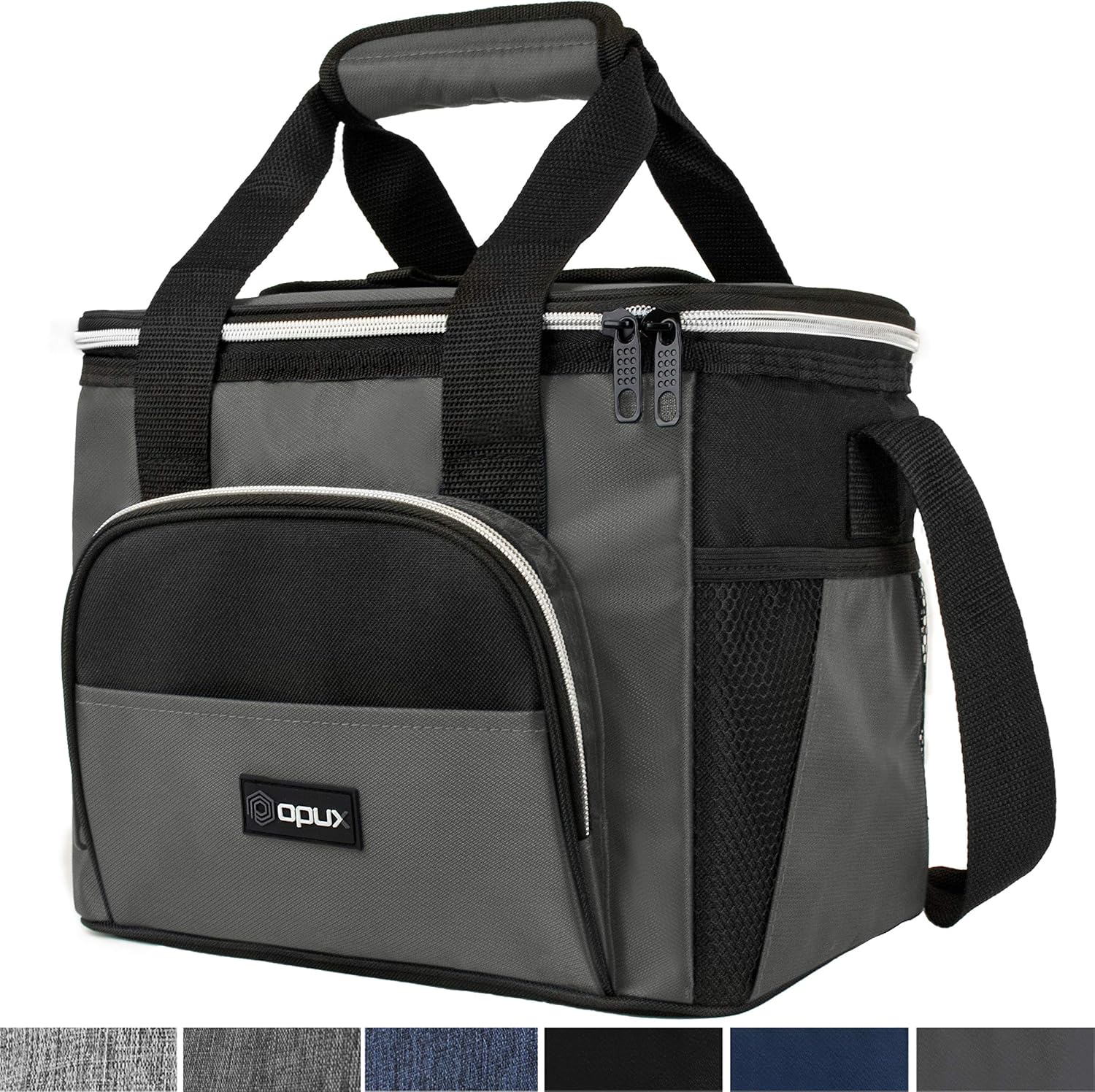 OPUX Insulated Collapsible Soft Cooler 9 Quart | Lunch Bag for Men, Small Travel Cooler for Camping, Family, BBQ, Picnic, Beach, Car, Soft-Sided Leakproof Lunch Box for Work | Fits 16 Cans (Gray)