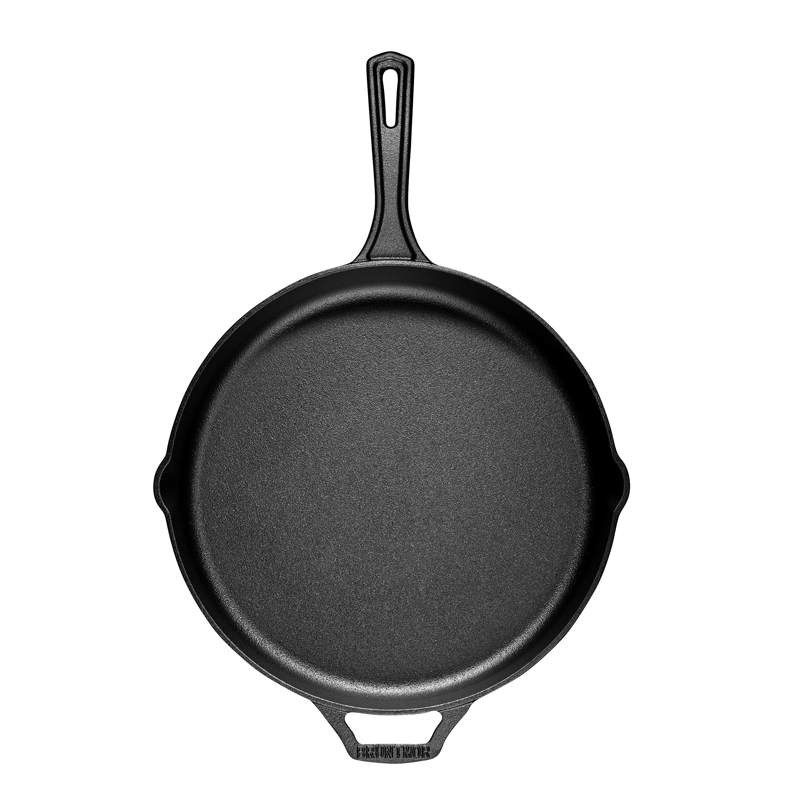 Bruntmor 12'' Black Pre-seasoned Cast Iron Frying Pan, 12 Inch Oven Safe Enameled Cast Iron Skillets | Cast Iron Skillets Grill Pan Set| Nonstick Cookware And Bakeware For Casserole Dish
