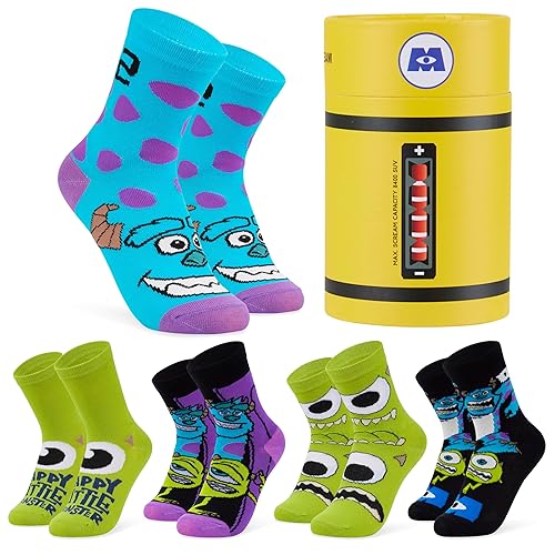 Disney Boys Socks Monsters Inc 5 Pack of Ankle Socks Size 11-6 Comfy Breathable Crew Socks for Kids Teenagers Boys Gifts (Multicolour, 7-10 Years)