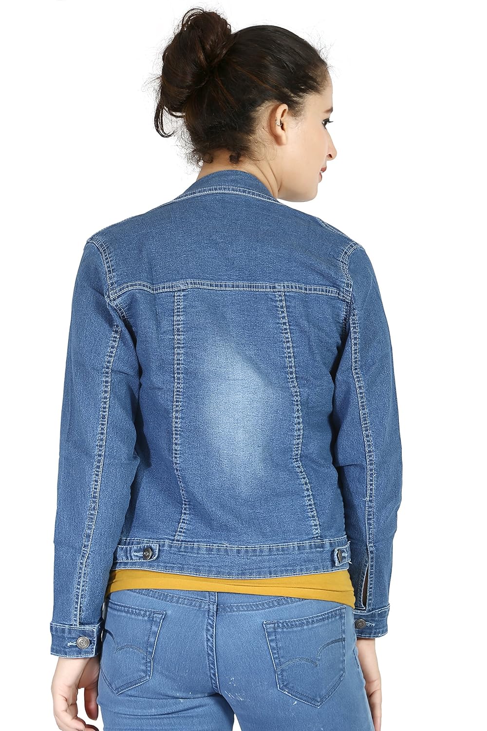 fck-3 women's stylish full sleeves stretchable denim jacket
