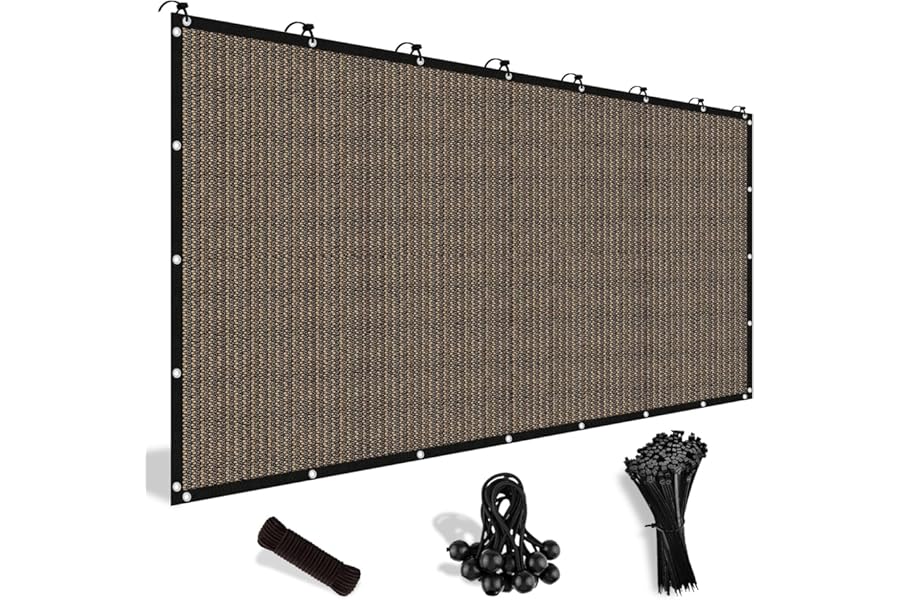 Shade&Beyond 90% Sun Shade Cloth with Grommets, 8' X 12' Pergola Shade Cover Canopy, Mesh Tarp Sun Screens for Patio, Outdoor, Garden, Backyard, Mocha