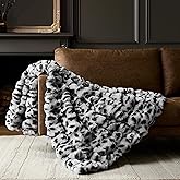 WDCOZY Cheetah Leopard Print Bubble Throw Blanket, Luxury Faux Rabbit Fur Mink Plush Throw for Couch, Sofa and Bed, Soft Fluffy Fuzzy Cozy Blanket for Women, 50x60 inches, Grey, 950 GSM