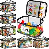 Clear Storage Bags, 6 Pack - Zippered Small Organizers For Toys, Puzzles, Blocks, Craft Supplies, Durable Puzzle Zipper Case Containers for Organizing, Travel, Seasonal, Kids Room Bag Organizer