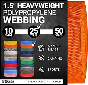 Strapworks Schweres Polypropylen-Gurtband – robuste Poly-Umreifung für Outdoor-DIY-Ausrüstung, 3,8 cm x 22,7 m, Orange