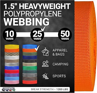 Strapworks Schweres Polypropylen-Gurtband – robuste Poly-Umreifung für Outdoor-DIY-Ausrüstung, 3,8 cm x 22,7 m, Orange