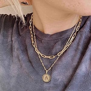 Amazon.com: Yoosteel Dainty Initial Necklaces for Women Girls, 14K Gold  Plated Layering Paperclip Link Choker Necklace Personalized Disc Initial  Charm A Gold Necklaces for Women Girls Jewelry Gifts: Jewelry