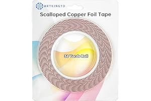 ARTKINGTO Silver Backed Scalloped Copper Foil Tape for Stained Glass, DIY Crafts, Small Double Edged Scalloped Copper Foil