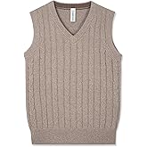 BOBOYOYO Boys Sweater Vest Unisex Cable Knit 100% Cotton Toddler Uniform Vest for Little Big Teenage Boy Girls Childrens Kids