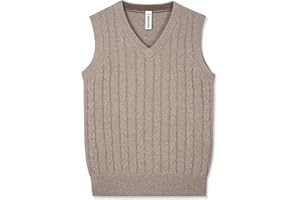 BOBOYOYO Boys Sweater Vest Unisex Cable Knit 100% Cotton Toddler Uniform Vest for Little Big Childrens Kids Teenage Girls