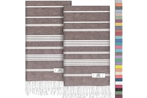 EPHESUS TOWELS Hand Towels - Set of 2 | 18" x 30" - Decorative Turkish Hand Towel for Bathroom, Kitchen, Guest, Face, Hair, Tea, Dishcloth (Sultan, Coffee)