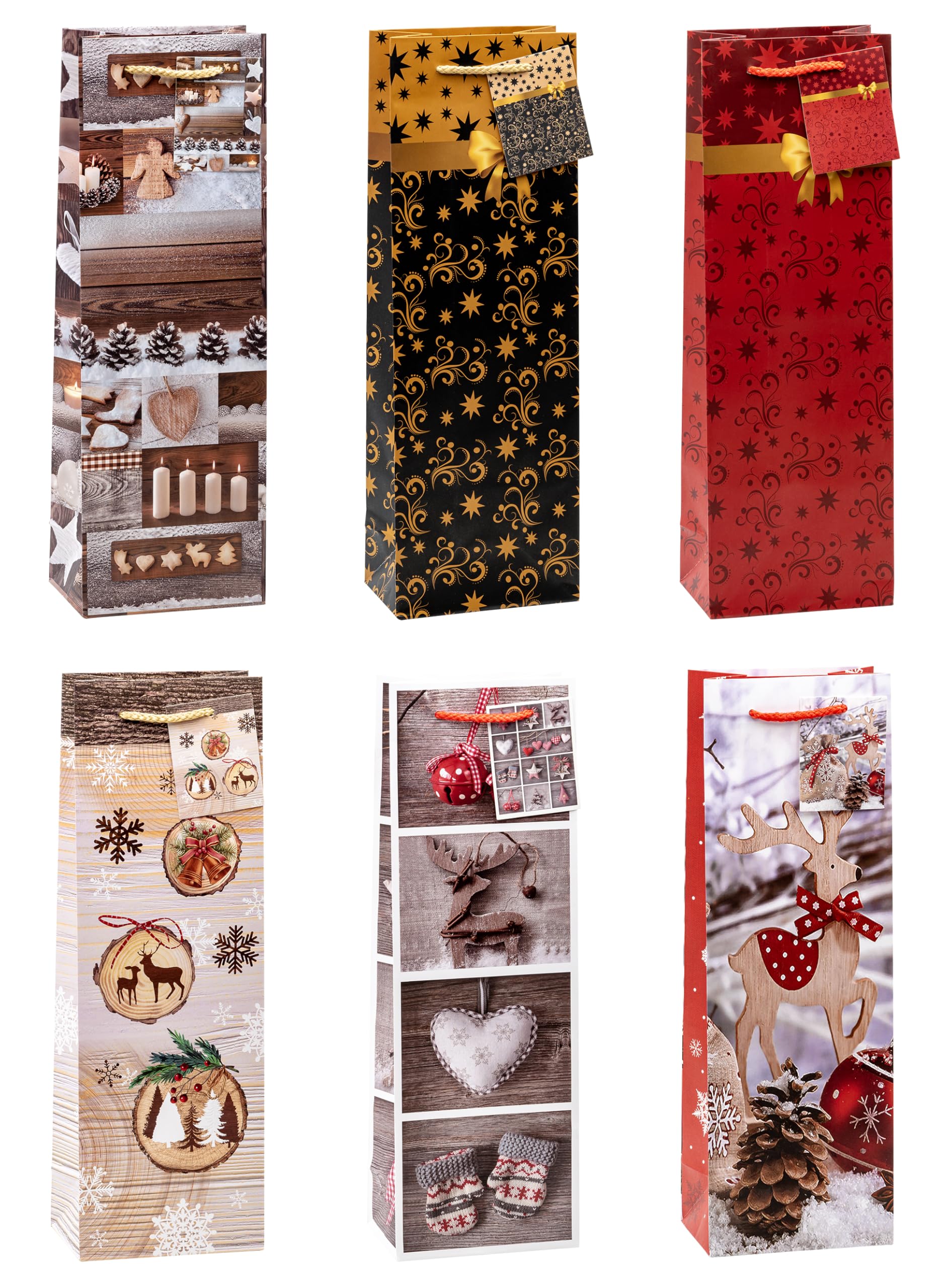 TSI 83289 gift bags Christmas No 9, Pack of 12, size: bottle large (14 x 4,5 x 3 inch)