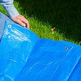 Cost Wise 3x3m Blue Waterproof Tarpaulin Ground Sheet Heavy Duty Extra Eyelets view 7