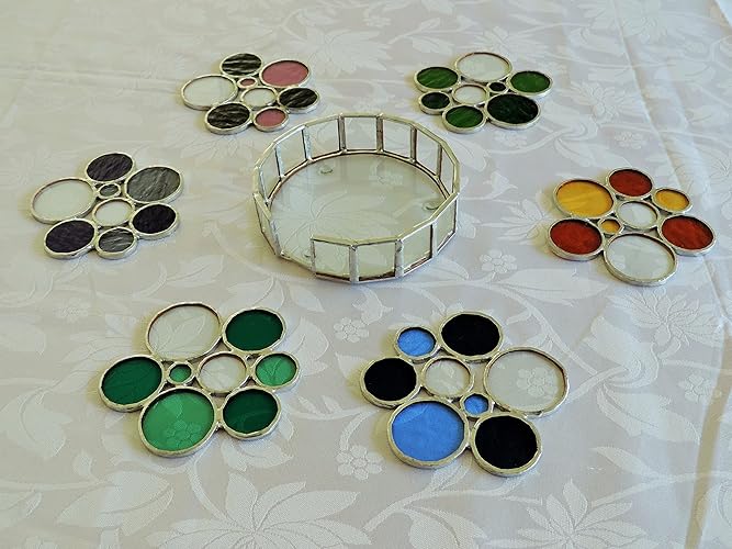 Colorful coasters, set of 6, Stained glass coasters Handmade