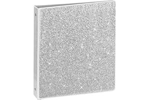 NatureTouch 3 Ring Binder, Glitter 1 Inch Organizer (10.5'' x 11.5'') Holds 8.5’’ x 11’’ Letter Size 300 Pages, Waterproof Durable View Binder, 1 Pack, Silver