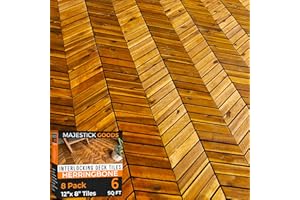 Interlocking Deck Tiles Herringbone - Snap Together Wood Flooring | 12 x 12 Acacia Hardwood Outdoor Flooring for Patio | Clic
