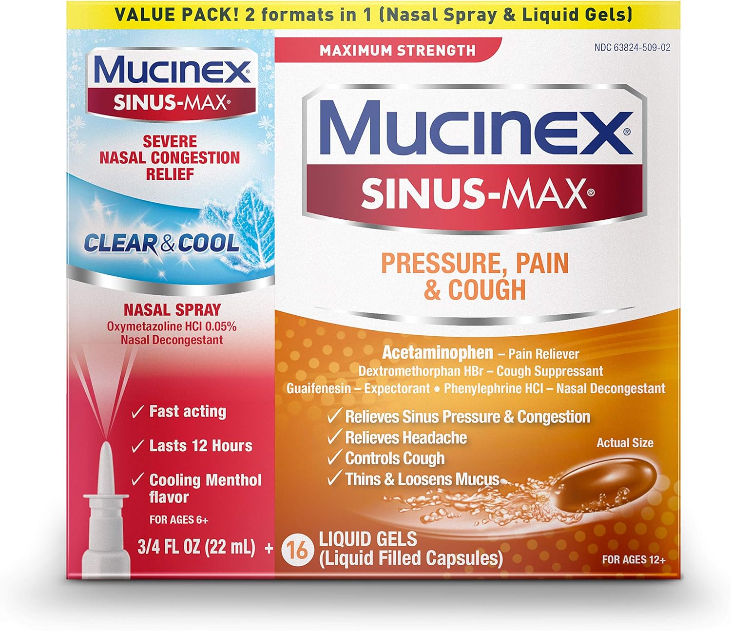 Maximum Strength Mucinex SinusMax Pressure, Pain & Cough
