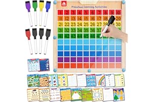 Coogam Handwriting Hundred Board, Math Manipulative Wooden Montessori 1-100 Number Toys, Alphabet Writing Practice for Presch