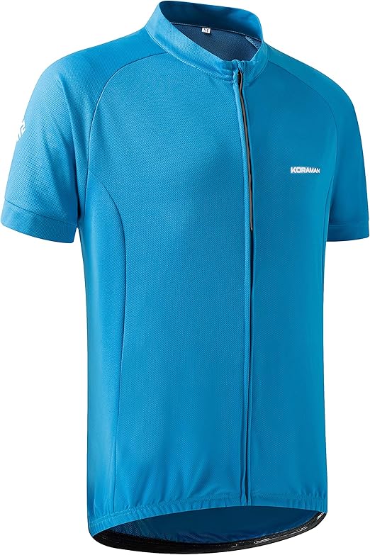 KORAMAN Mens Reflective Cycling Jersey Short Sleeve Full Zipper Back
