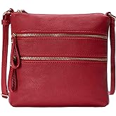 Solene Small Multi Zipper Pocket Crossbody Bag with Adjustable Strap, Lightweight Travel Purse, Daily Small Messenger Pouch