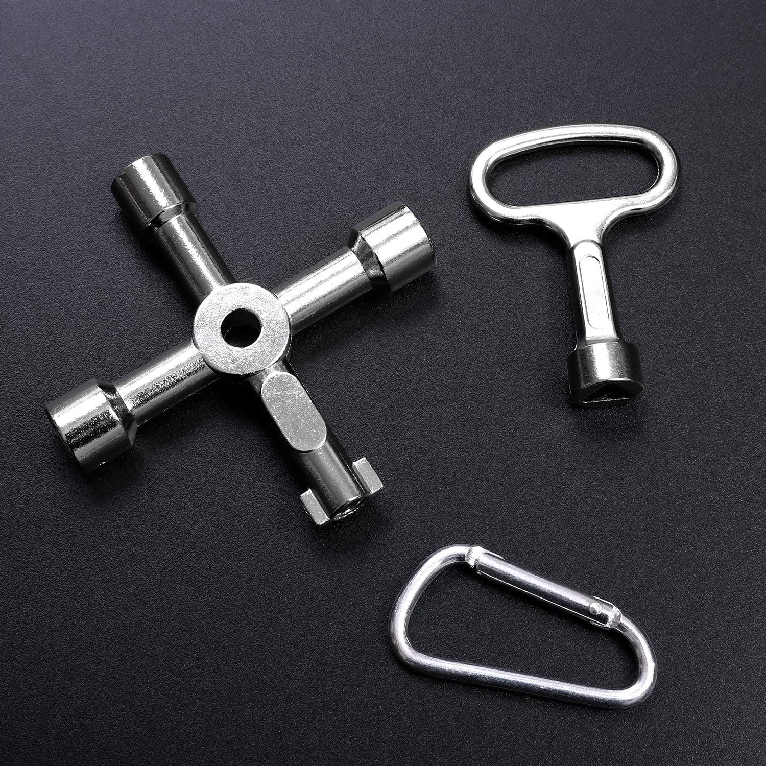 URATOT Radiator Key Silver 4-Way Multi-Functional Meter Box Key with Metal Triangular Key for Radiator Bleed Key - Image 5