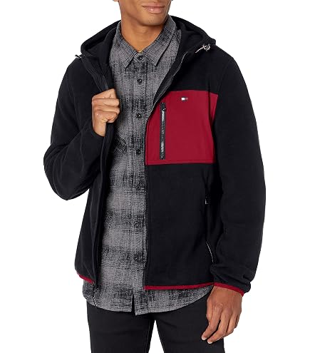  FILFIGER ジャケット Tommy Hilfiger Mens Classic Zip Front Polar Fleece Jacket, Black