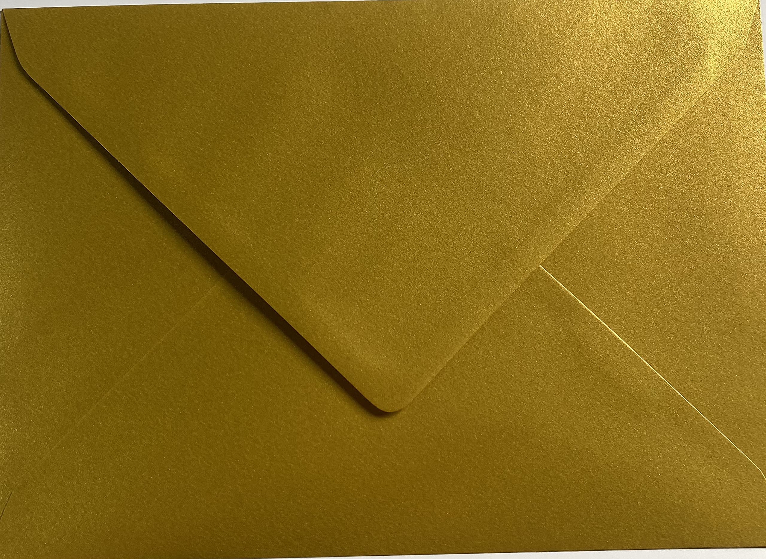 C5 Metallic Gold C5 Coloured Envelopes for A5 Greeting Cards Wedding Invitation Crafts 162x229mm- Pack of 10 envelopes (Metallic Gold)