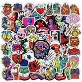 100Pcs Goth Stickers for Adults Teens, Horror Trippy Werid Stickers Pack | Gothic Skull Skeleton Waterproof Vinyl Decals for Water Bottle, Laptop, Phone Case, Luggage, Skateboard