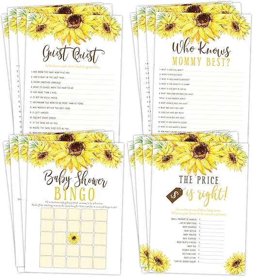 Amazon Com Sunflower Baby Shower Games Bingo Find The Guest
