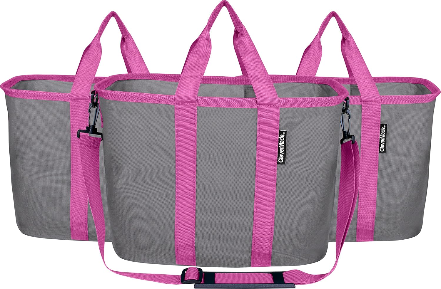 CleverMade EcoBasket Reusable Grocery Tote Bags with Shoulder Strap