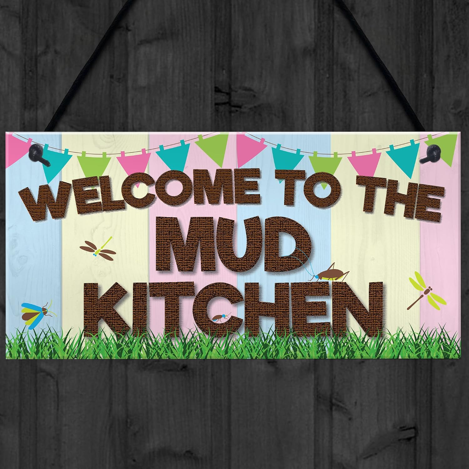 Red Ocean Welcome Mud Kitchen Home School Garden Outdoor Hanging Plaque Plot Gift Sign, Multi, 200x100mm - Image 5