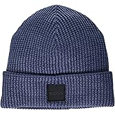 BOSS Mens Square Logo Cotton Ribbed Beanie