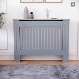 Vida Designs Chelsea Radiator Cover Grey Medium Modern Vertical Slat 82x111x19 view 2