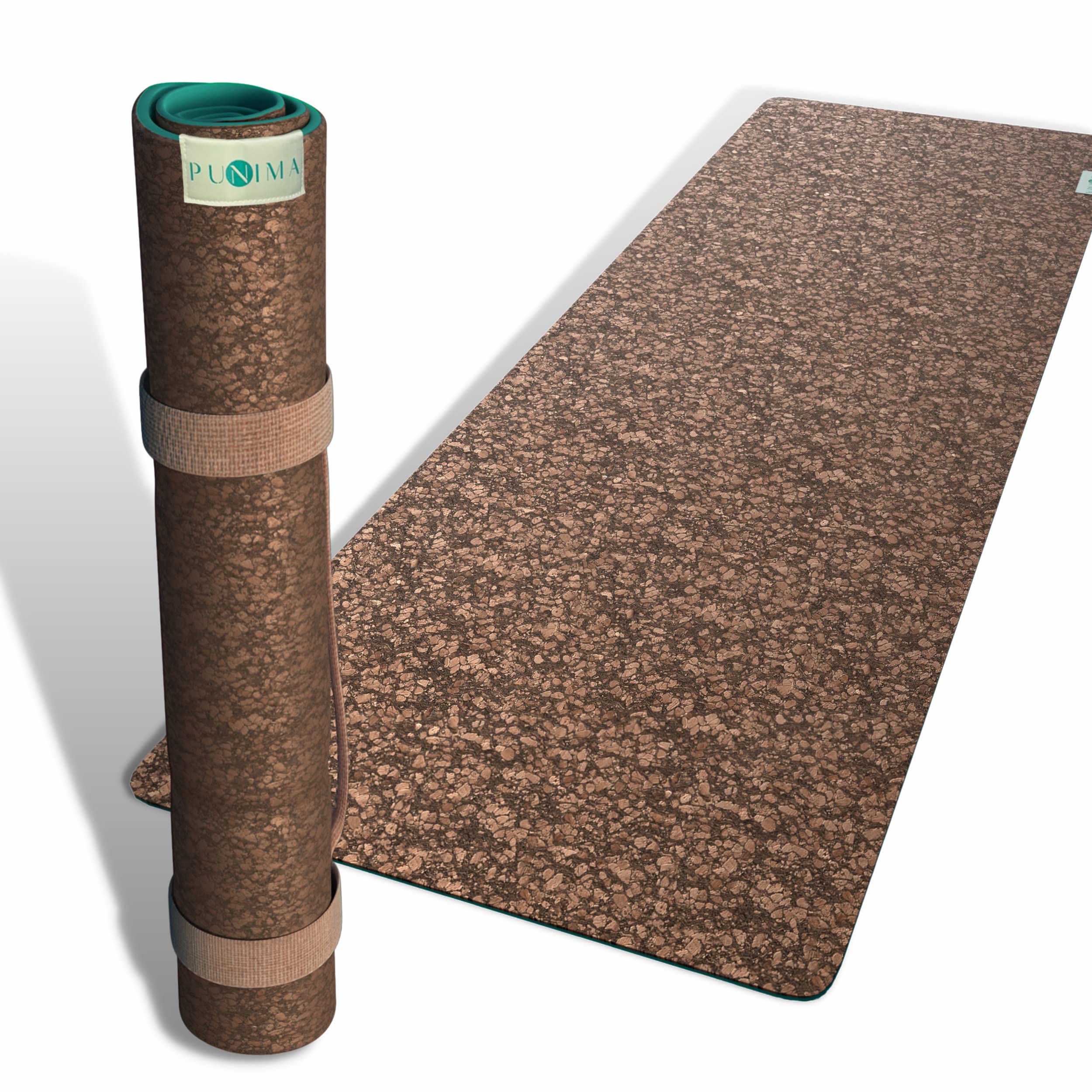 PUNIMA Yoga Mat XXL without TPE, 100% Natural Rubber and Premium Cork from Portugal, Extra Wide and Long, No Adhesives & Softeners, Fitness Mat, Yoga Mat, 183 x 68 x 0.4 cm