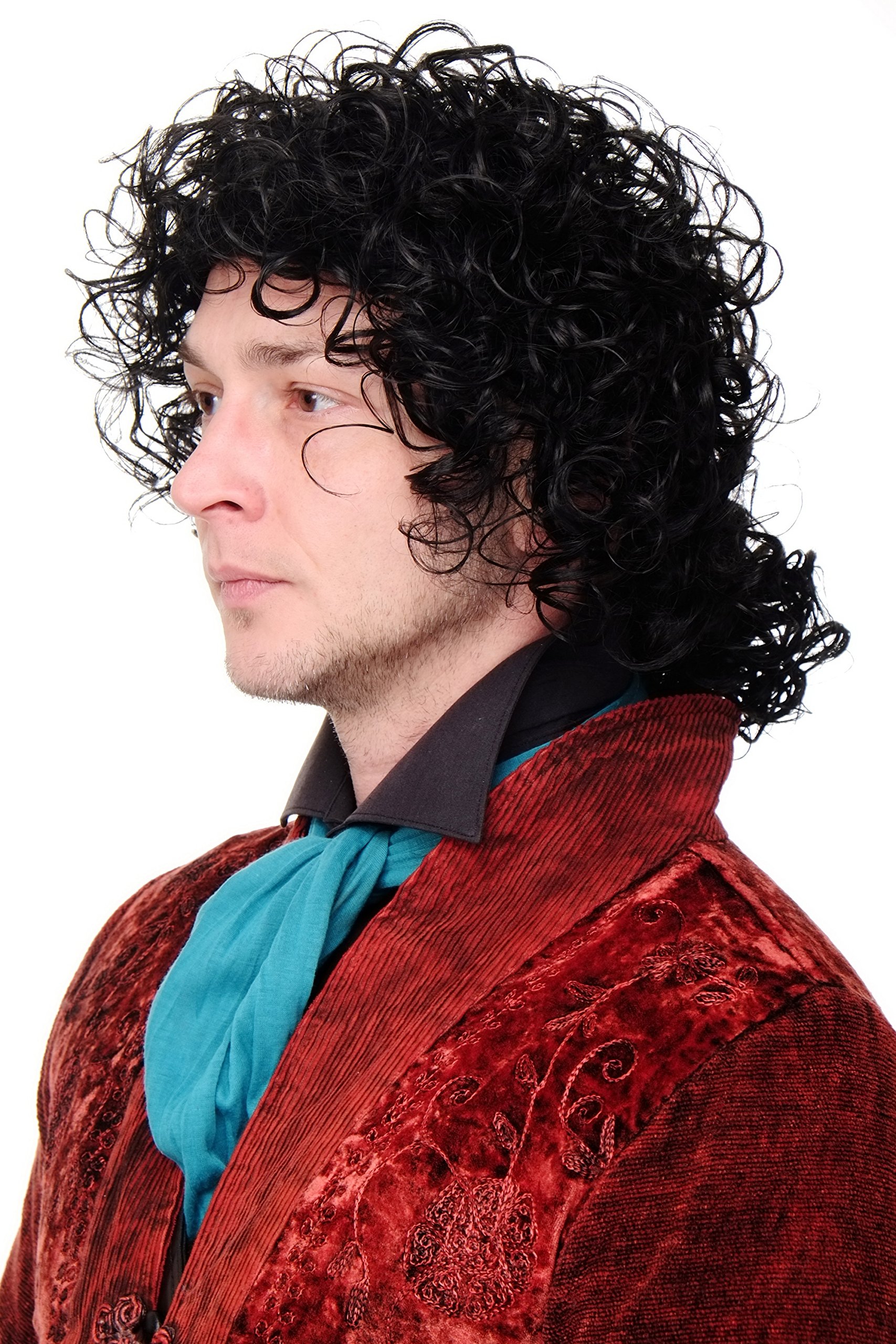 WIG ME UP - MJ-4-1B Men Lady Quality Cosplay Wig wild curls curly curled black baroque poet ponytail pop star black