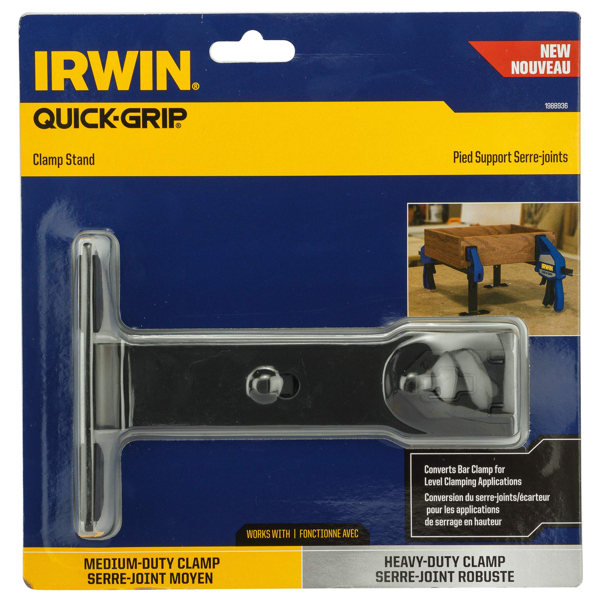 IRWIN 1988936 Quick-Grip Clamp Stand One-Handed Bar Clamp Accessory - Black/Blue