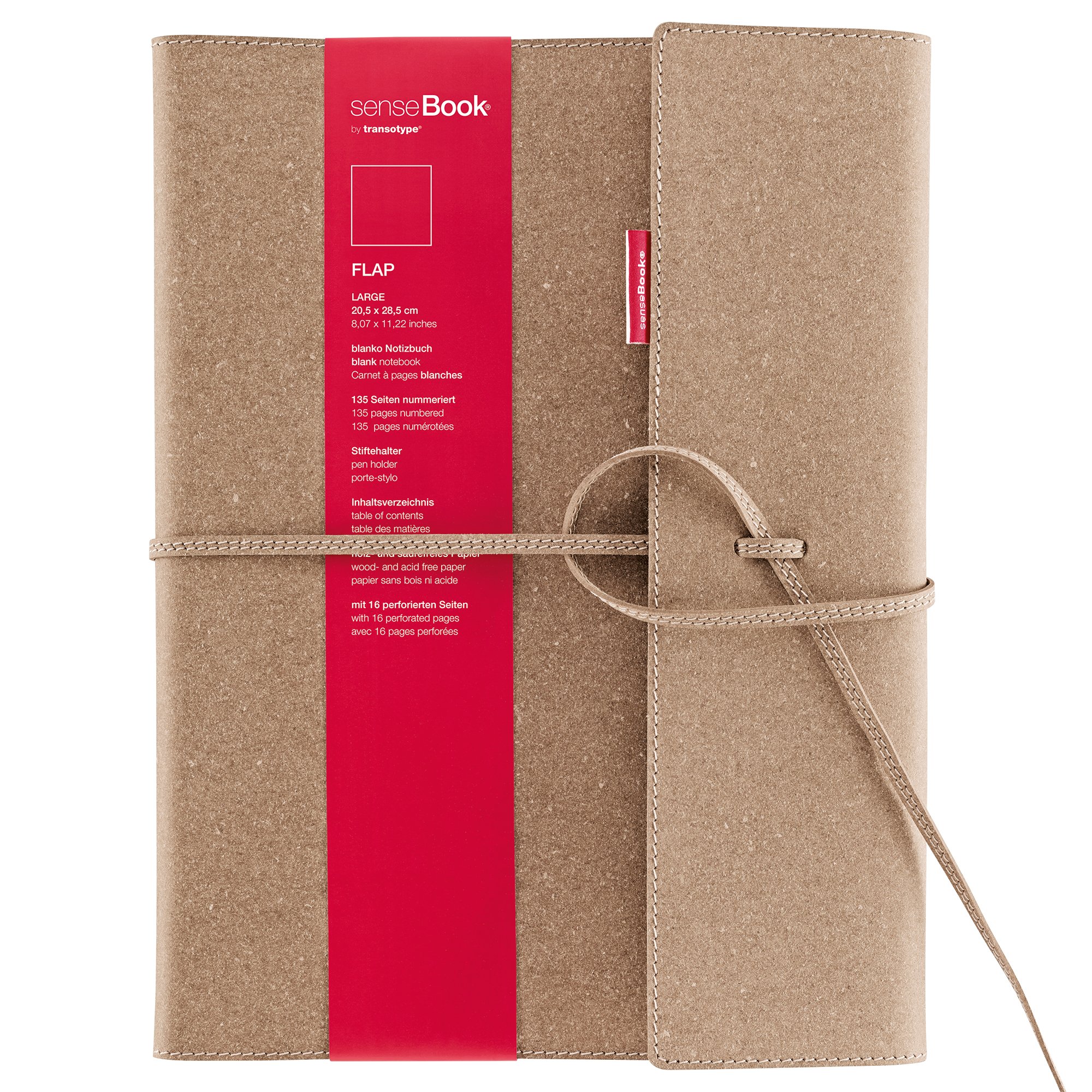 Transotype senseBook Large Leather Flap Blank Notebook