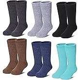 LANLEO Kids Wool Socks For Toddlers Boys Girls Hiking Winter Warm Cozy Thick Heavy Thermal Crew Boot Socks 6 Pairs
