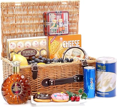 Woodluv Wicker Hamper Basket - Large Gift Basket for All Occasions