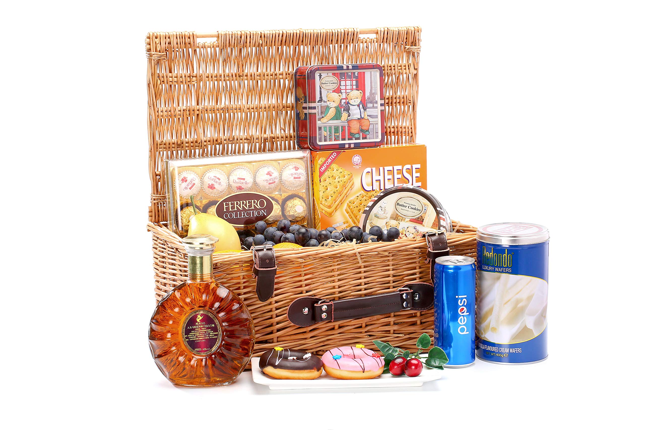 Woodluv Natural Wicker Hamper Basket, Xmas, Wedding, Anniversary Birthday Mothers Day Christmas Large