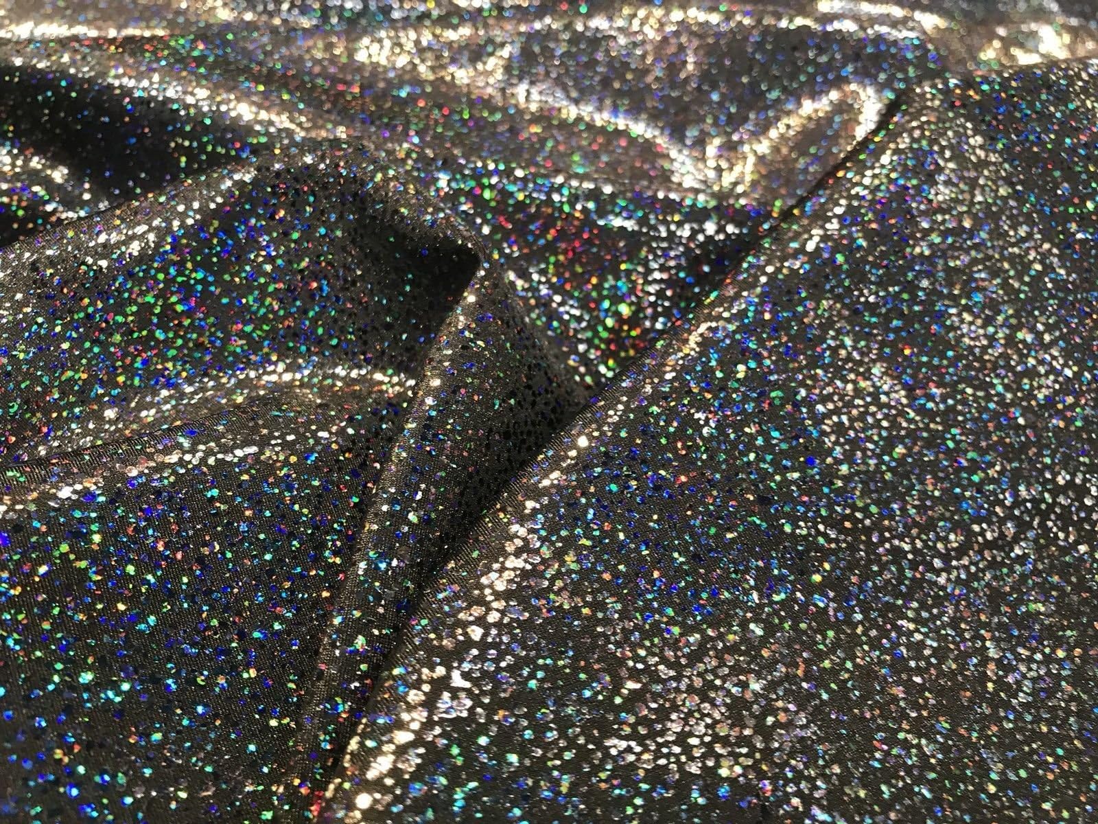 BLACK IRIDESCENT SHATTERED GLASS 4 WAY STRETCH NYLON SPANDEX-SOLD BY YARD.