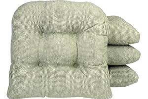 Klear Vu Gripper Overstuffed Universal Non-Slip Dining Chair Cushions for Kitchen Decor or Office Use, U-Shaped Skid-Proof Seat Pad, 15x15 Inches, 4 Count (Pack of 1), Slub Celadon Green