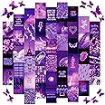 Artivo Purple Wall Collage Kit, 50 Set 4x6 Butterflies, Purple Black Pictures for Wall Decor, Posters for Room Aesthetic, Girls Room Decor, Cute Wall Decor for Teens