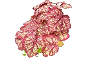 Woyrise Reptile Plants for Terrarium Decor, Ball Python Tank Accessories fit Bearded Dragon Crested Leopard Gecko Lizard Chameleon Snake Frog Tortoise Hermit Crab - Fake Pink Heuchera